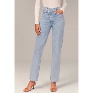 Abercrombie & Fitch 90s Straight Jeans 32 Ultra High Rise Light Wash Denim